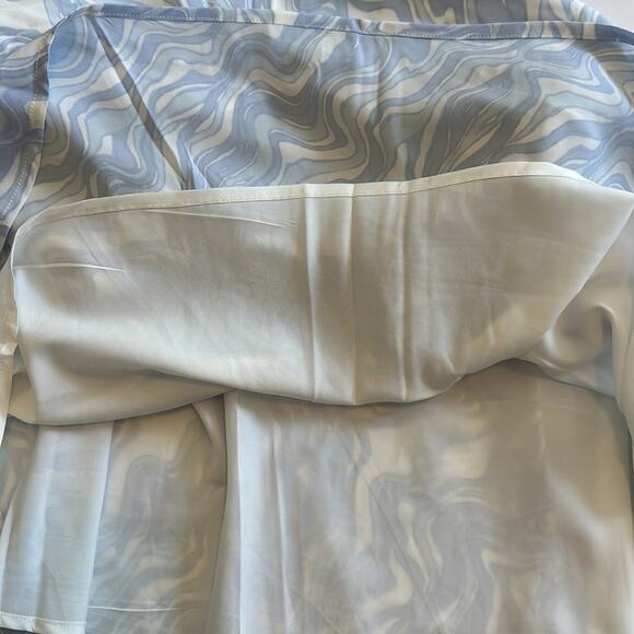 Abercrombie & Fitch NEW Halter Ruched Mini Dress Blue White Marble Pattern Sz XL - Picture 13 of 16